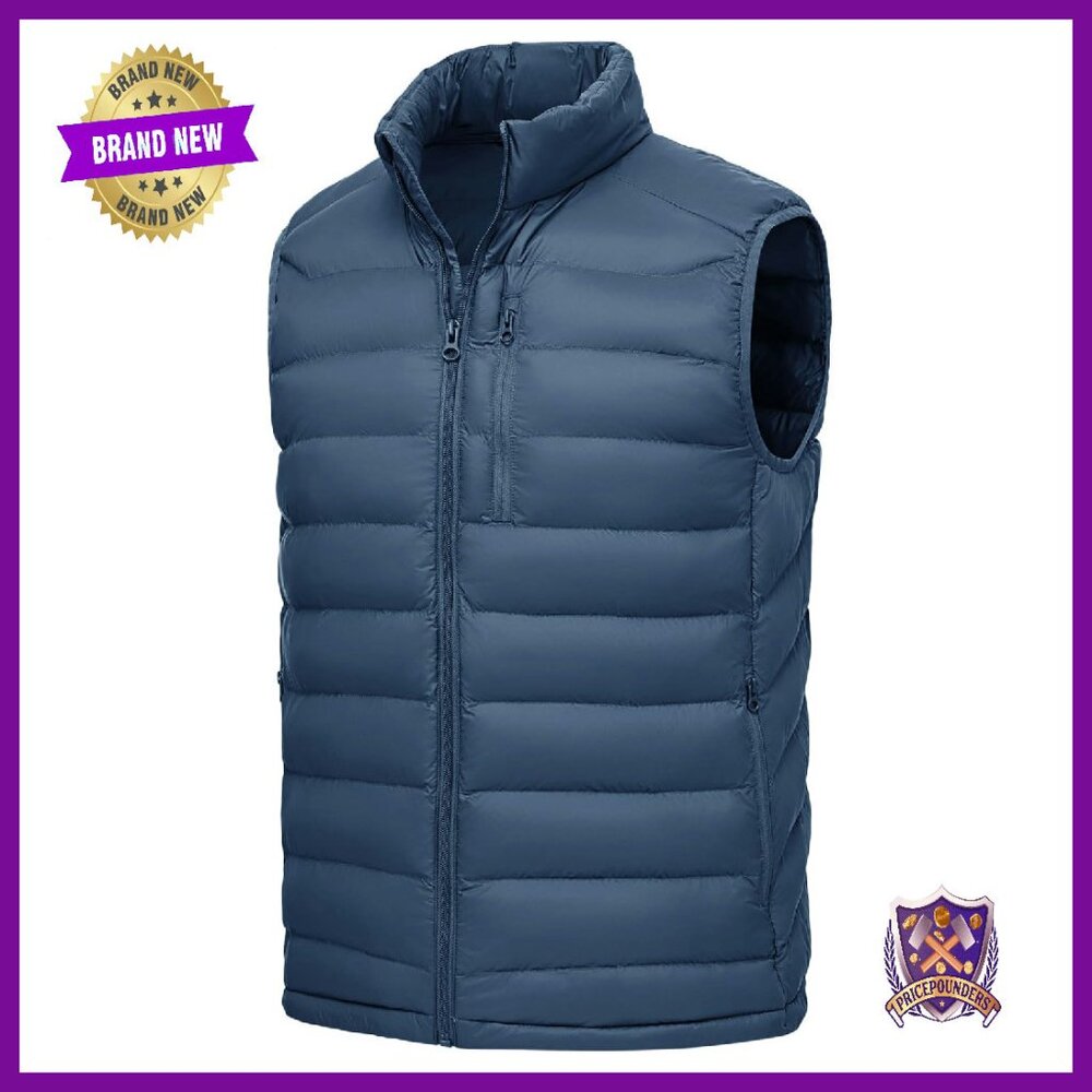 Men's Lightweight Puffer Vest With 5 Pockets Winter Outdoor Hiking